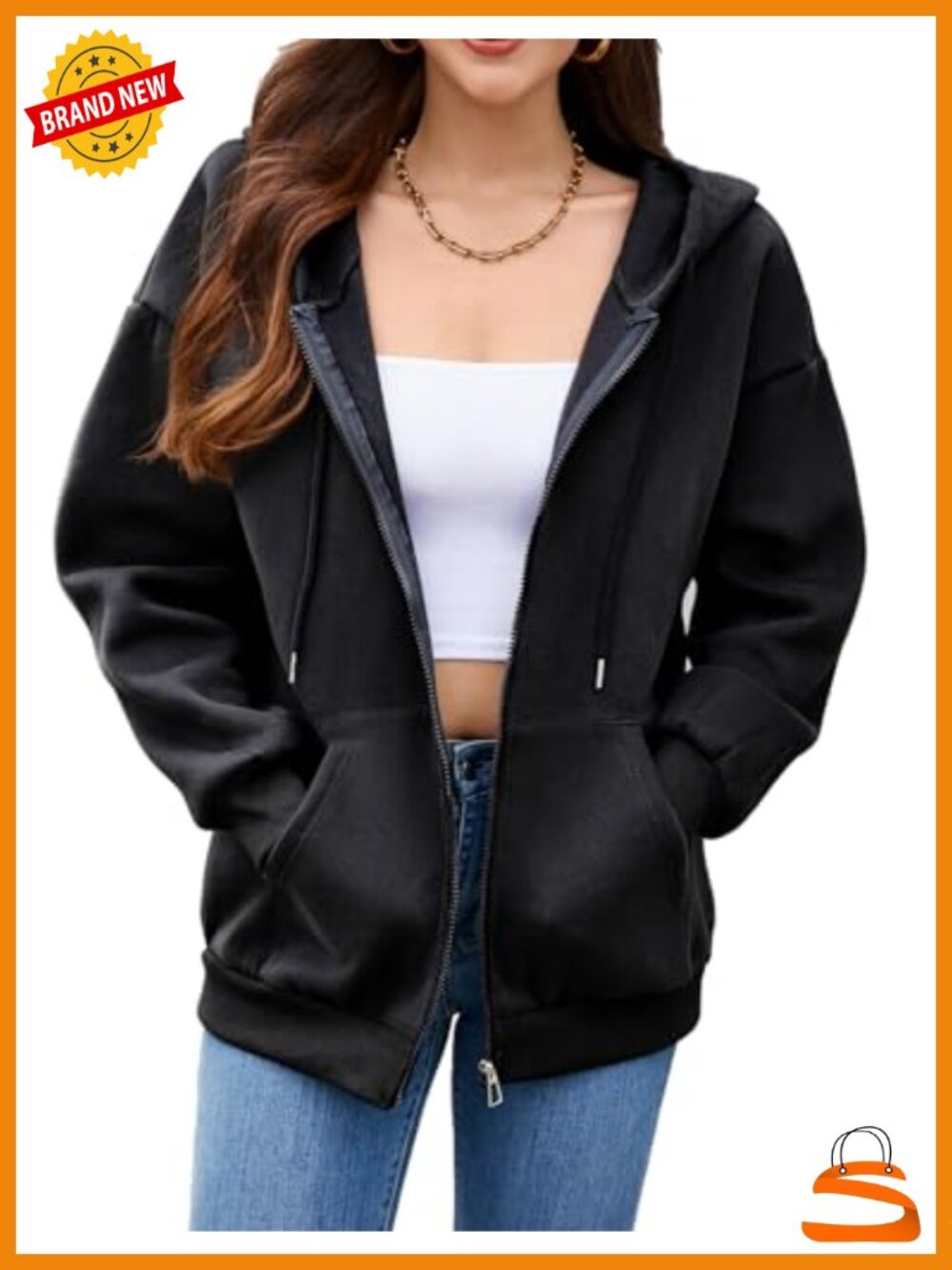 Oversized Zip Up Hoodie Women Fleece Sweatshirt Winter Coat Long Sleeve